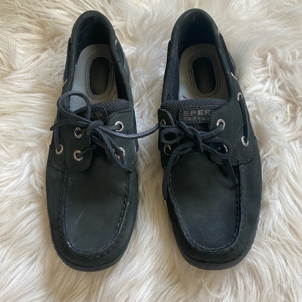 Women’s Black Sperry Original Leather Boatshoe